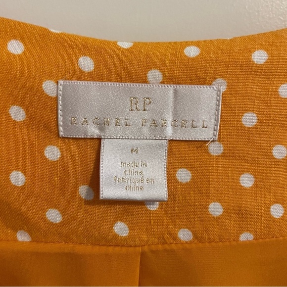 Rachel Parcell Linen Blend Polka Dot Button Front Midi Dress Orange Citrus M - Picture 9 of 16